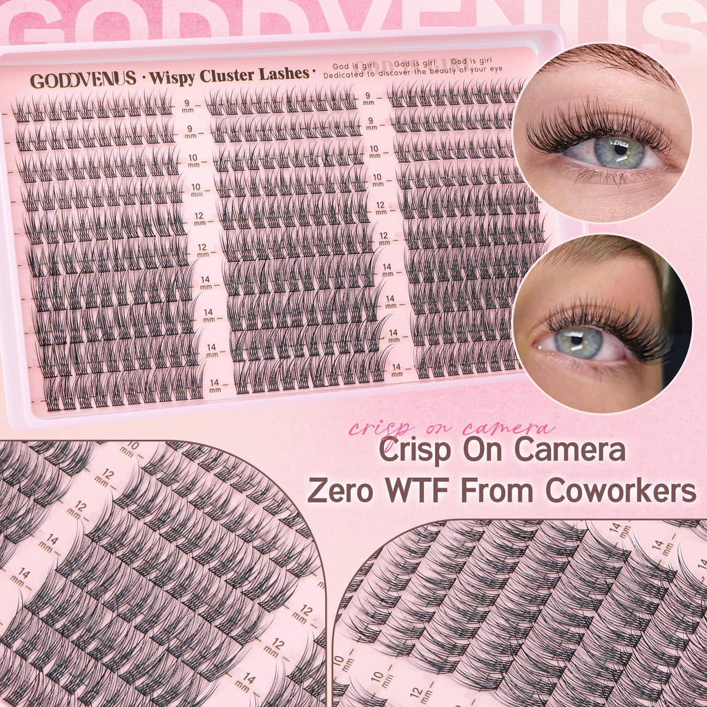 250Pcs Natural Lash Clusters Kit Cluster Eyelash Extensions Kit Wispy DIY C Curl Individual Lashes Clusters With Bottom Eyelashes