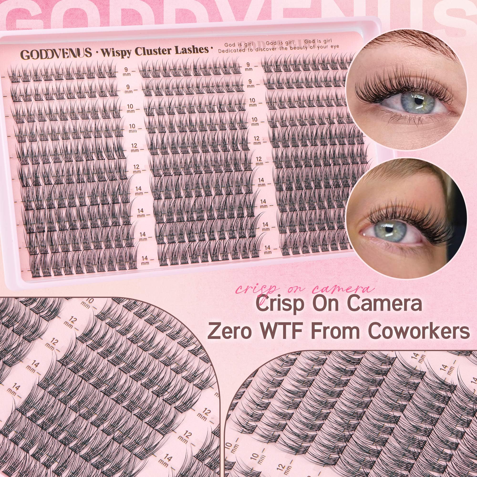 250Pcs Natural Lash Clusters Kit Cluster Eyelash Extensions Kit Wispy DIY C Curl Individual Lashes Clusters With Bottom Eyelashes