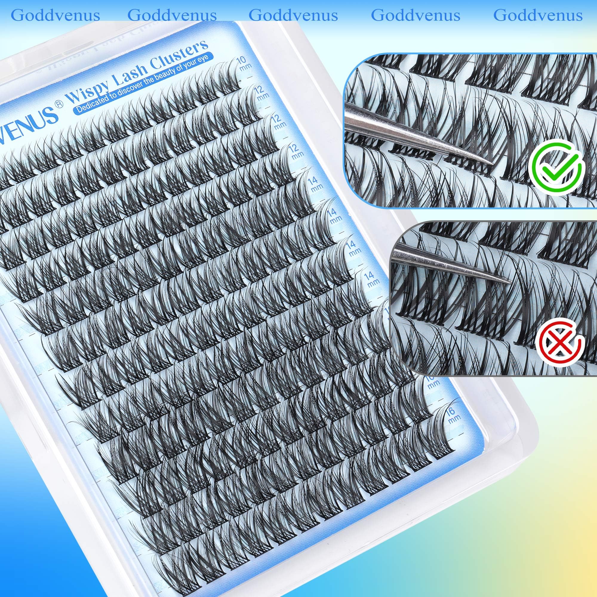 250Pcs Natural Lash Clusters Kit Cluster Eyelash Extensions Kit Wispy DIY C Curl Individual Lashes Clusters With Bottom Eyelashes