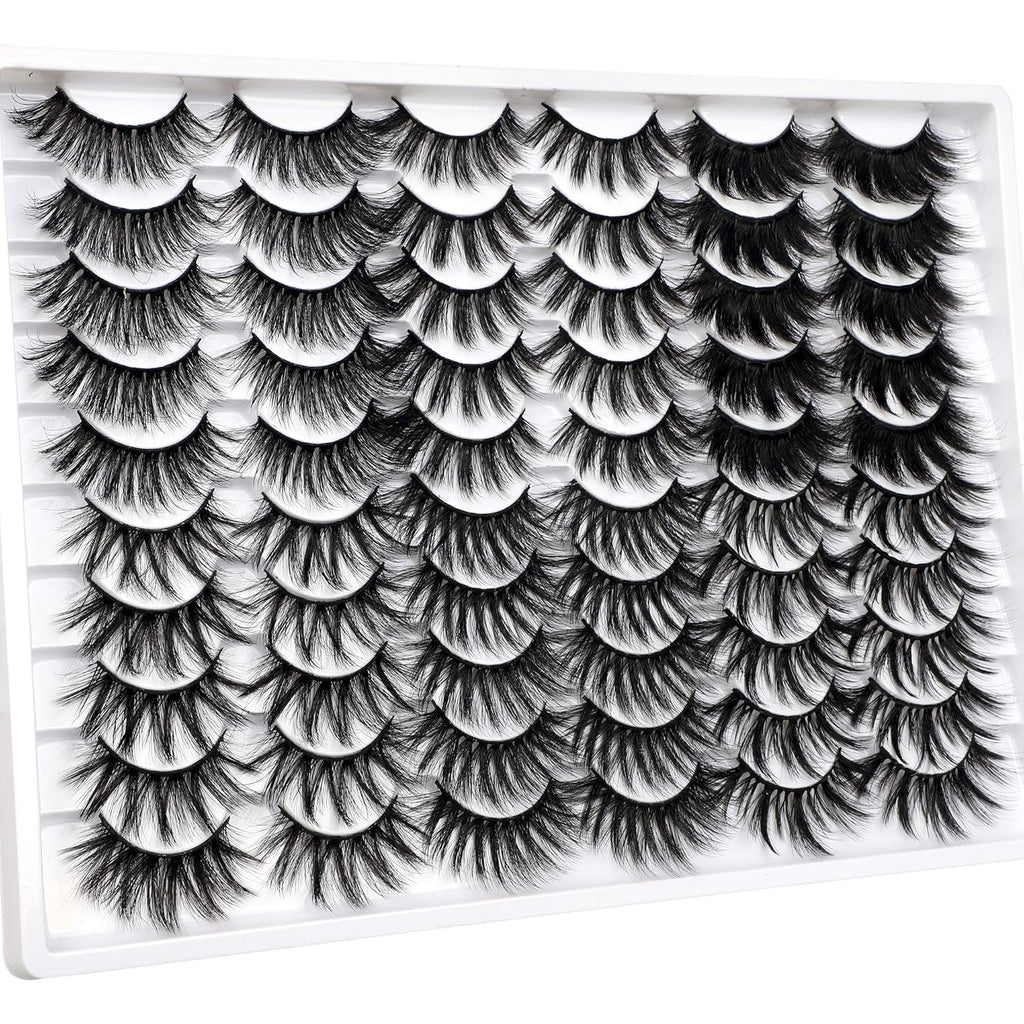 30 Pairs 20MM False Eyelashes Wholesale 6 Styles Mixed Lashes 8D Fluffier Volume Dramatic Faux Mink Eyelashes Thick Full Strip Lashes Pack