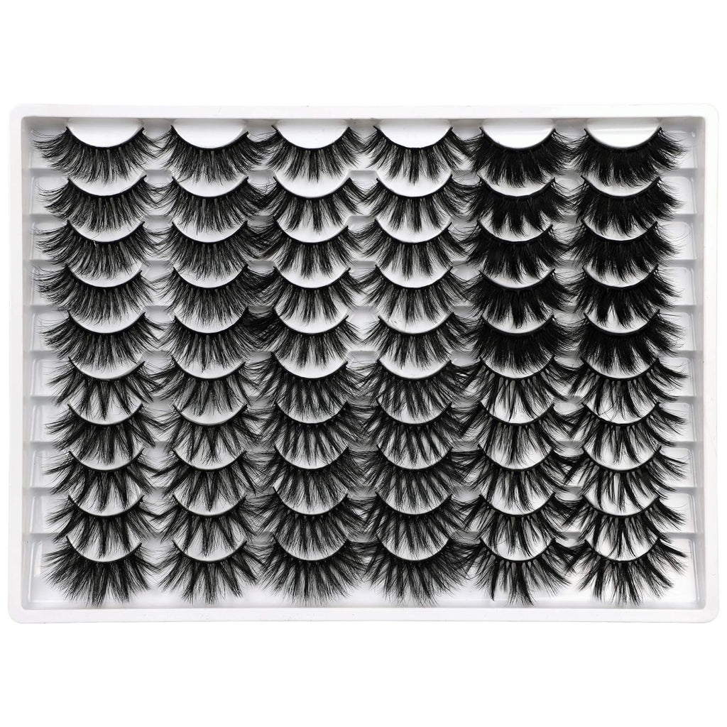 30 Pairs 20MM False Eyelashes Wholesale 6 Styles Mixed Lashes 8D Fluffier Volume Dramatic Faux Mink Eyelashes Thick Full Strip Lashes Pack