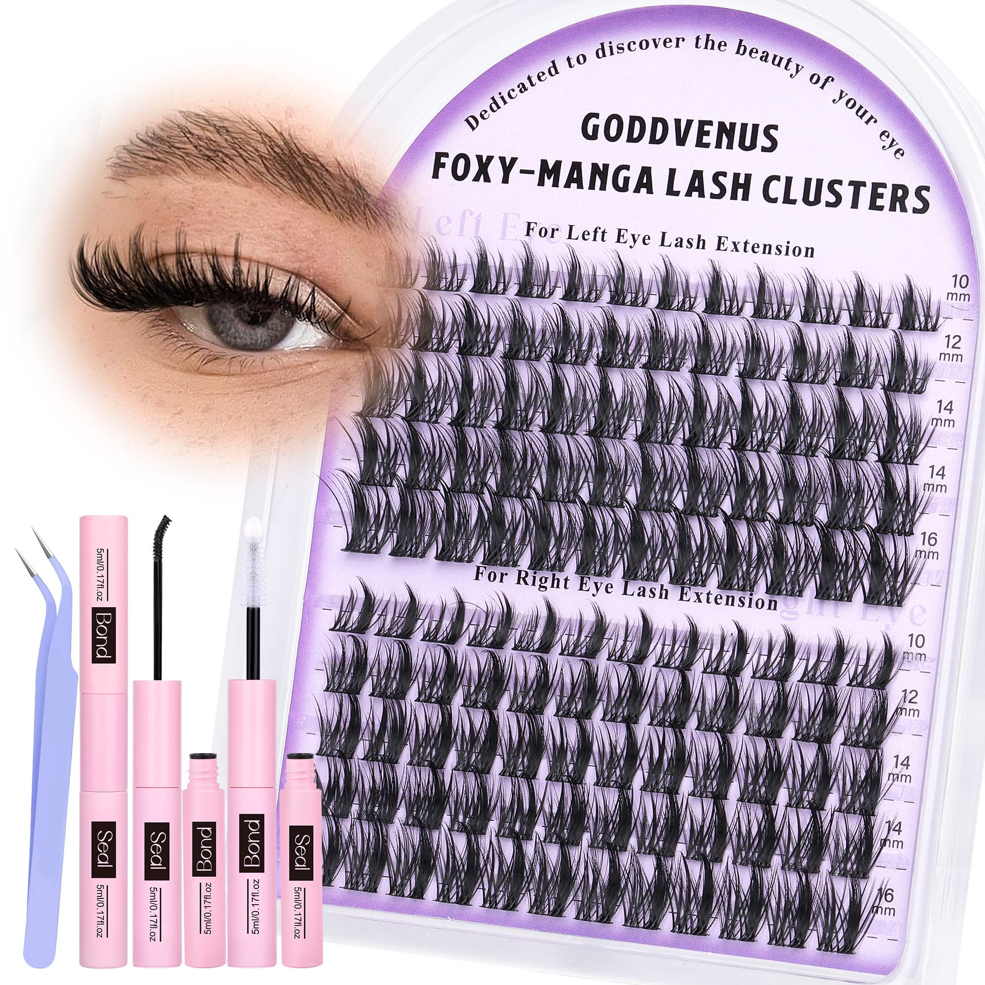 250Pcs Natural Lash Clusters Kit Cluster Eyelash Extensions Kit Wispy DIY C Curl Individual Lashes Clusters With Bottom Eyelashes