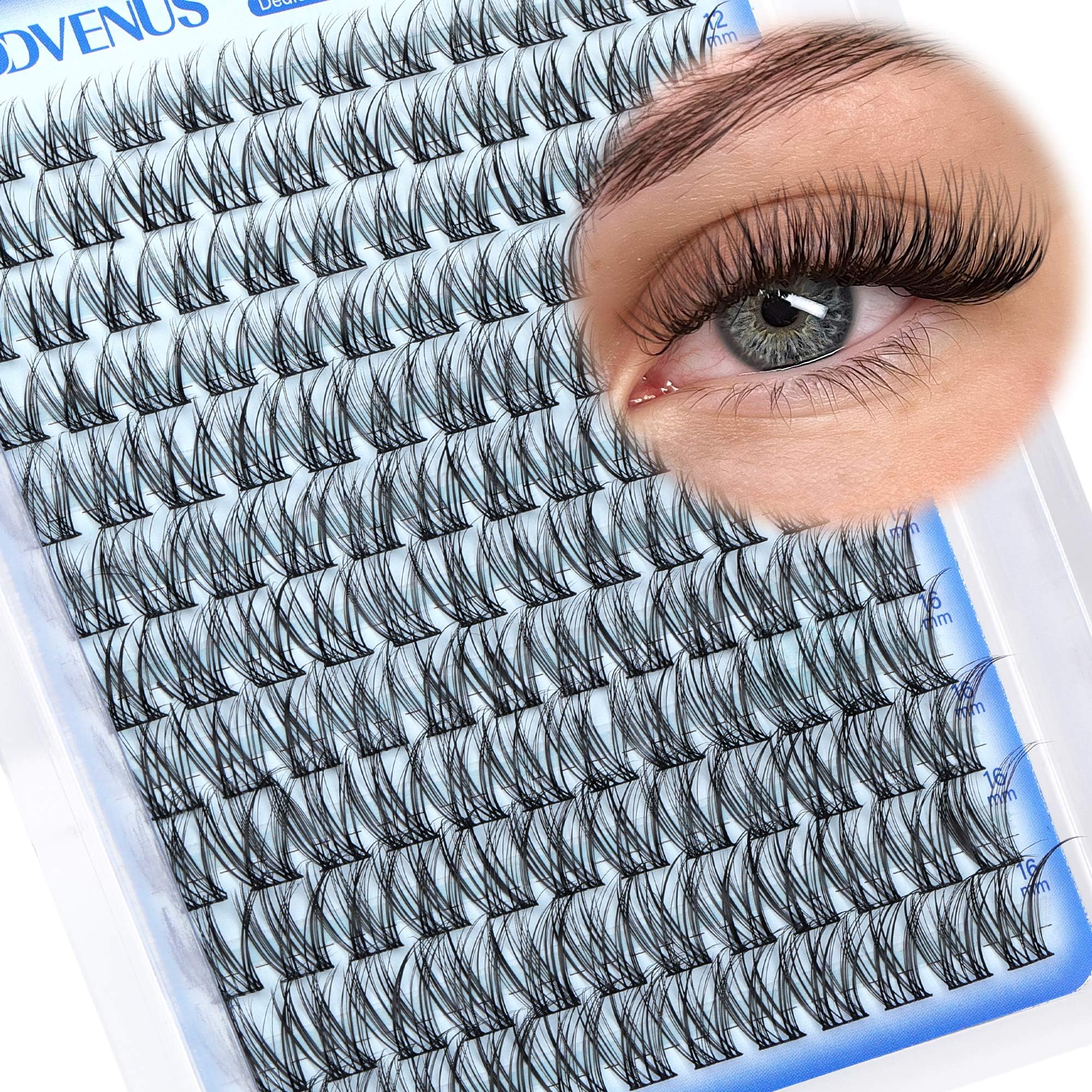 250Pcs Natural Lash Clusters Kit Cluster Eyelash Extensions Kit Wispy DIY C Curl Individual Lashes Clusters With Bottom Eyelashes