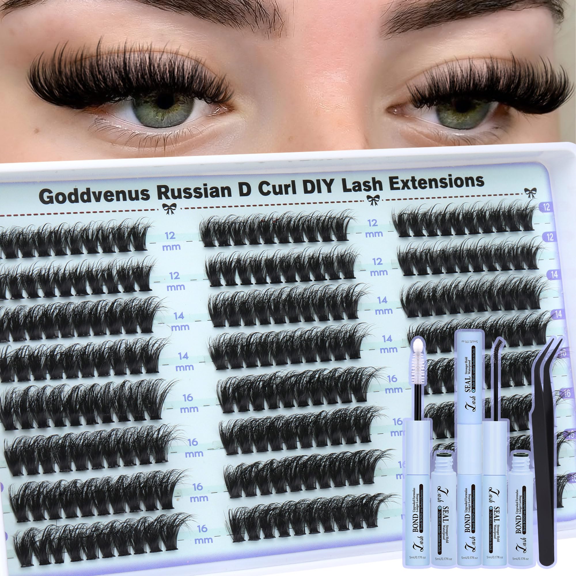 250Pcs Natural Lash Clusters Kit Cluster Eyelash Extensions Kit Wispy DIY C Curl Individual Lashes Clusters With Bottom Eyelashes