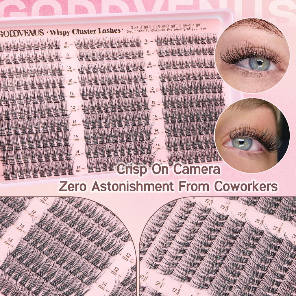 250Pcs Natural Lash Clusters Kit Cluster Eyelash Extensions Kit Wispy DIY C Curl Individual Lashes Clusters With Bottom Eyelashes