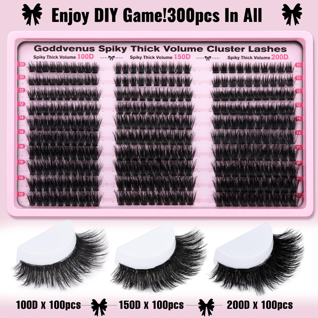250Pcs Natural Lash Clusters Kit Cluster Eyelash Extensions Kit Wispy DIY C Curl Individual Lashes Clusters With Bottom Eyelashes