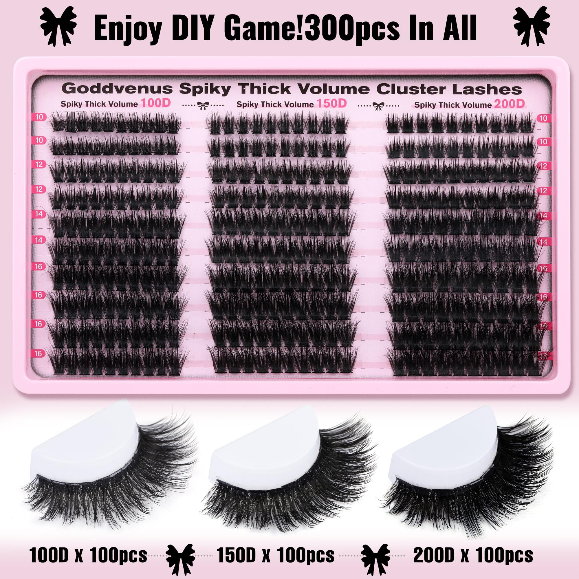 250Pcs Natural Lash Clusters Kit Cluster Eyelash Extensions Kit Wispy DIY C Curl Individual Lashes Clusters With Bottom Eyelashes