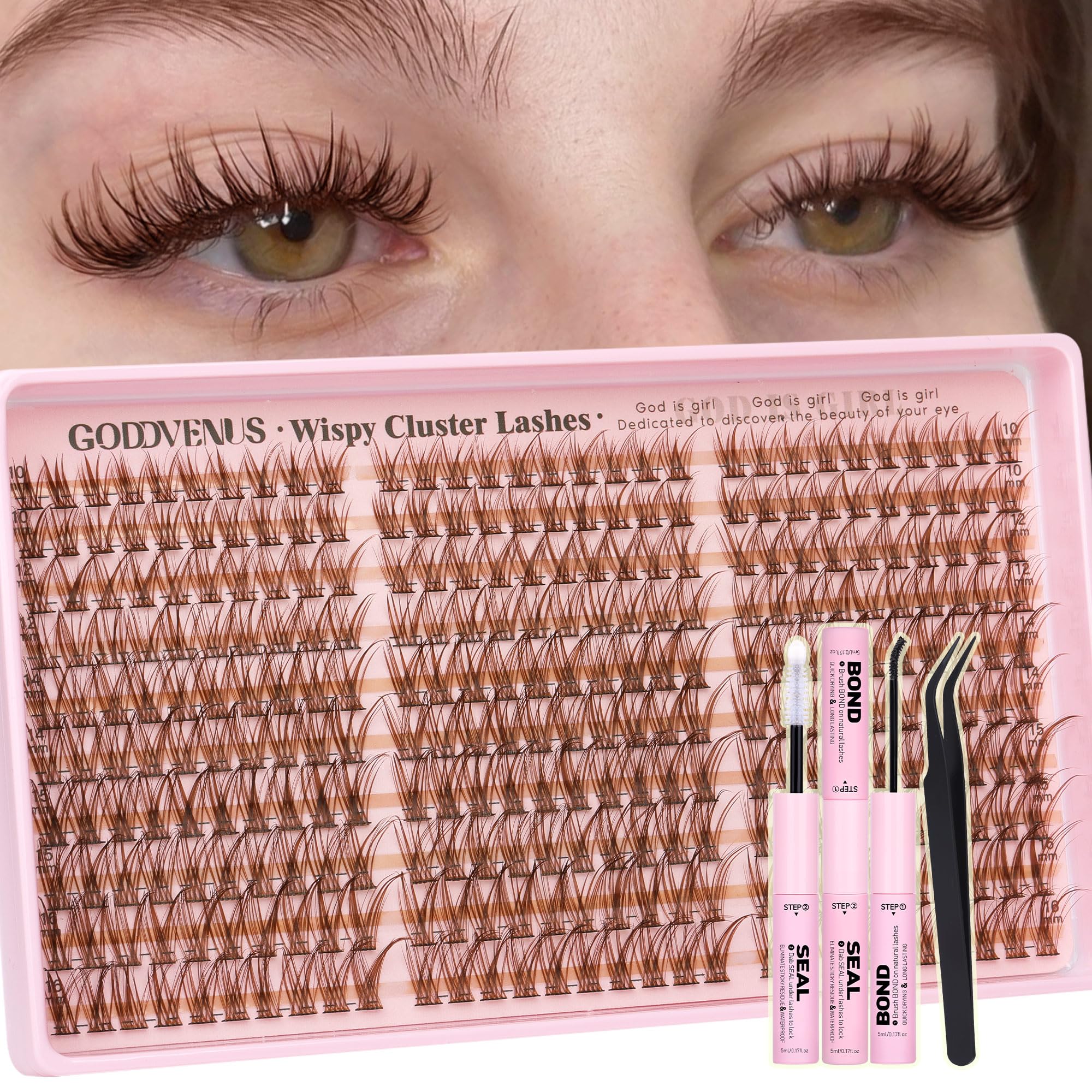 250Pcs Natural Lash Clusters Kit Cluster Eyelash Extensions Kit Wispy DIY C Curl Individual Lashes Clusters With Bottom Eyelashes