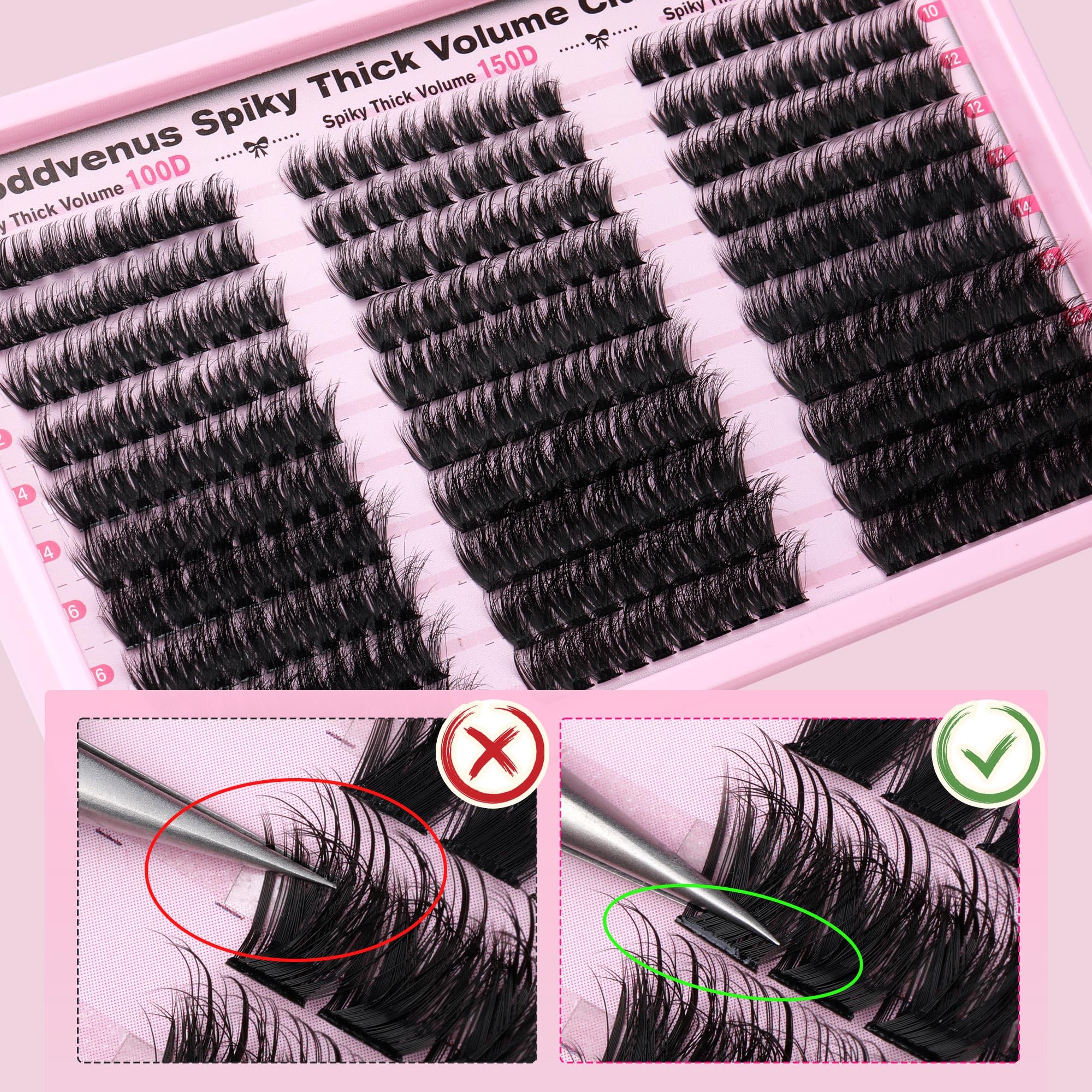 250Pcs Natural Lash Clusters Kit Cluster Eyelash Extensions Kit Wispy DIY C Curl Individual Lashes Clusters With Bottom Eyelashes